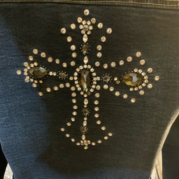 Sassy Thai denim havket with rhinestones tone cross on back. Size M - Picture 3 of 6